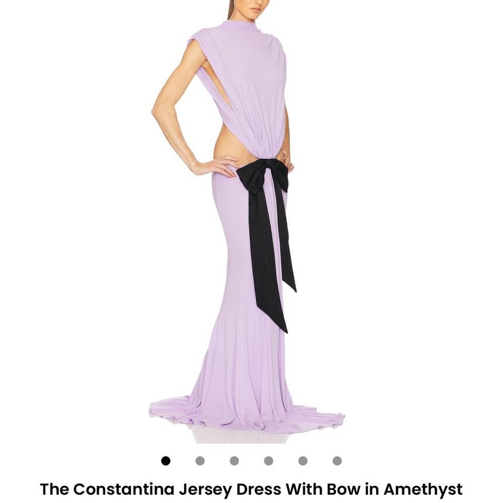 Amethyst Backless Jersey Dress with Black Bow